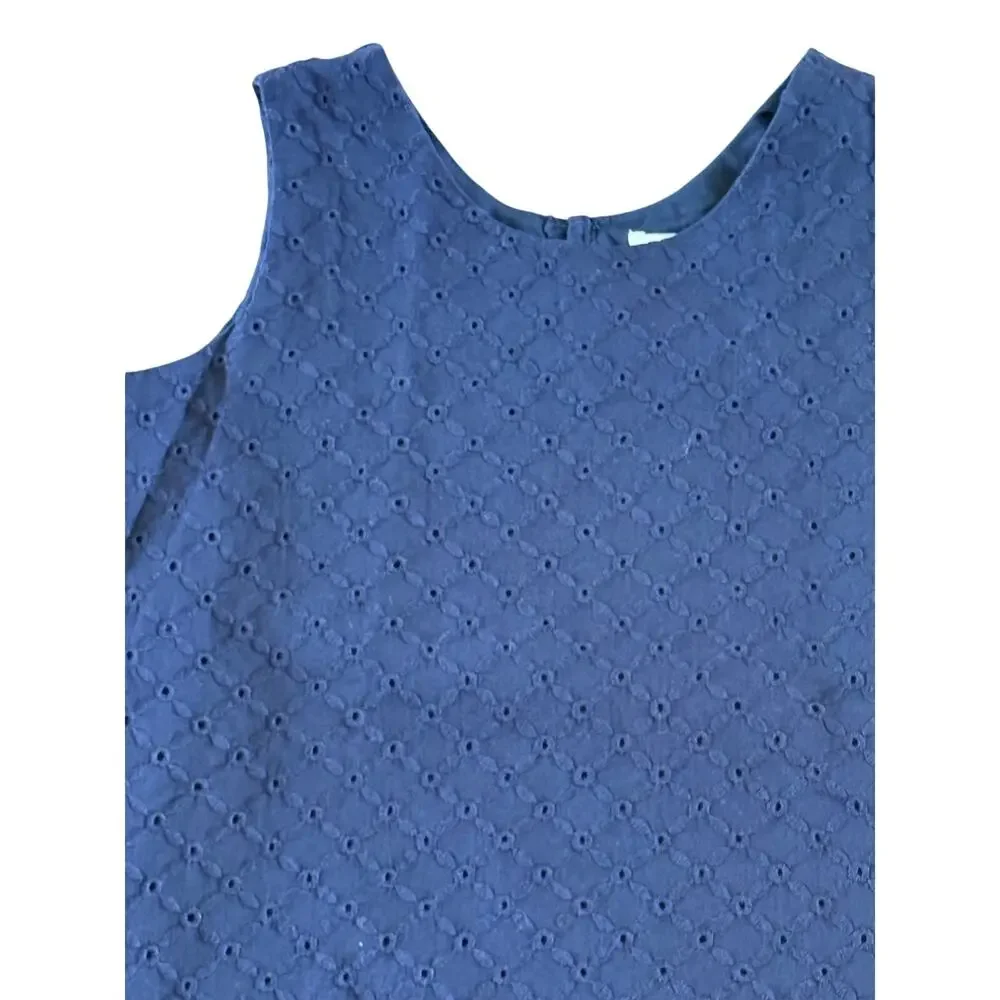 Girls L 10-12 Children's Place Navy Blue Eyelet Sleeveless Blouse Top